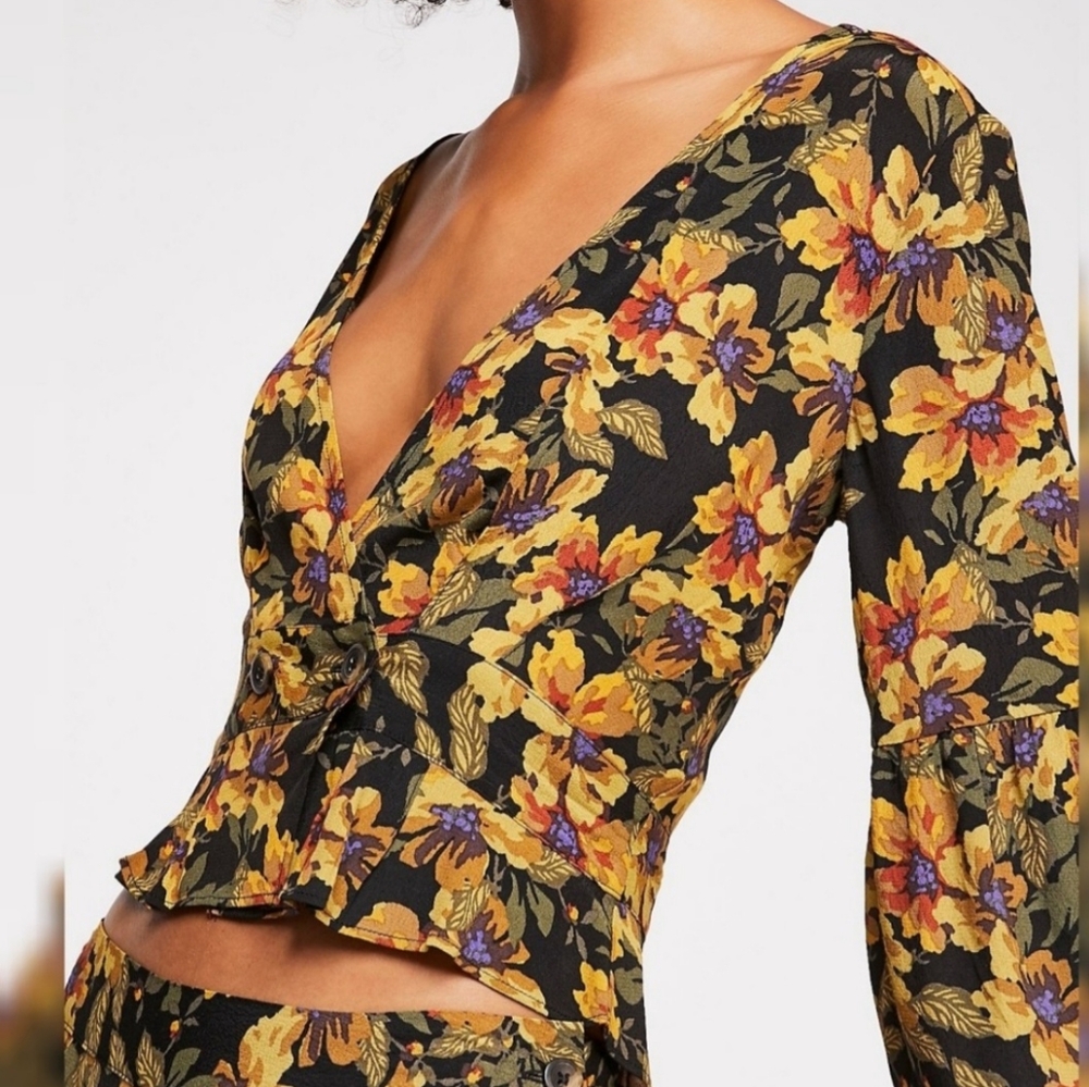 Free People Love Letter Floral Blouse